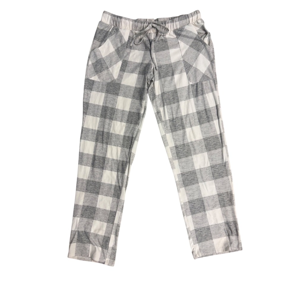 Lucky Brand Womens Grey White Buffalo Plaid Pajama Pants Lounge Sleepwear Small
